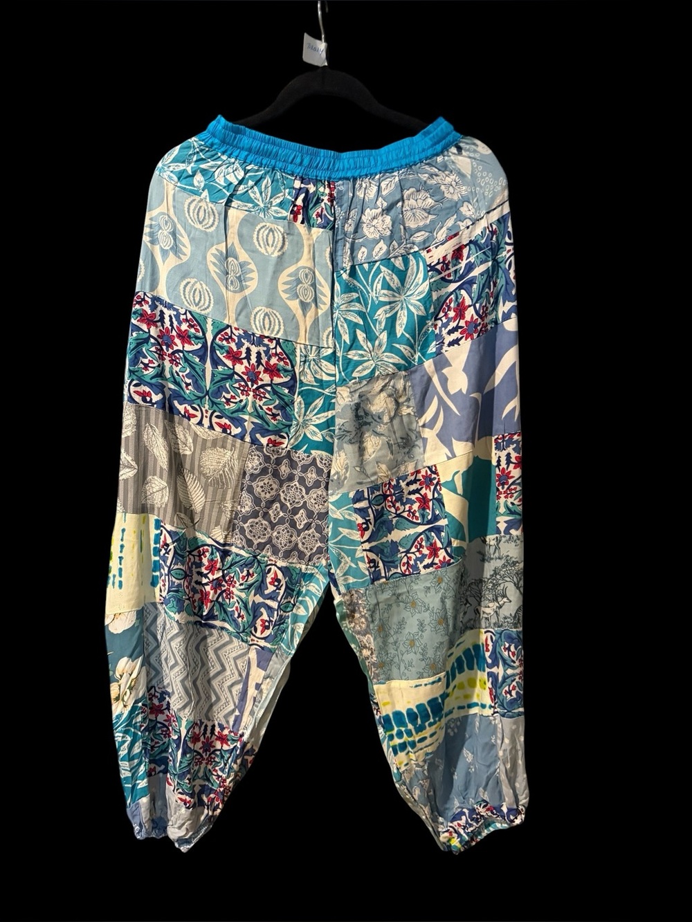 Turquoise #14 NWT 100% rayon patchwork jogger bottom pants